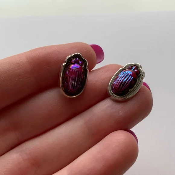 TIFFANY glass Scarab Earrings - Picture 15 of 16